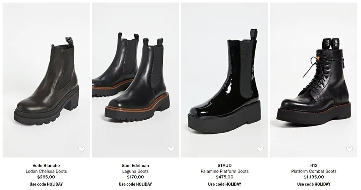 Shopbop offers great Black Friday 2022 deals on shoes from brands such as Voile Blanche, Sam Edelman, STAUD, and R13