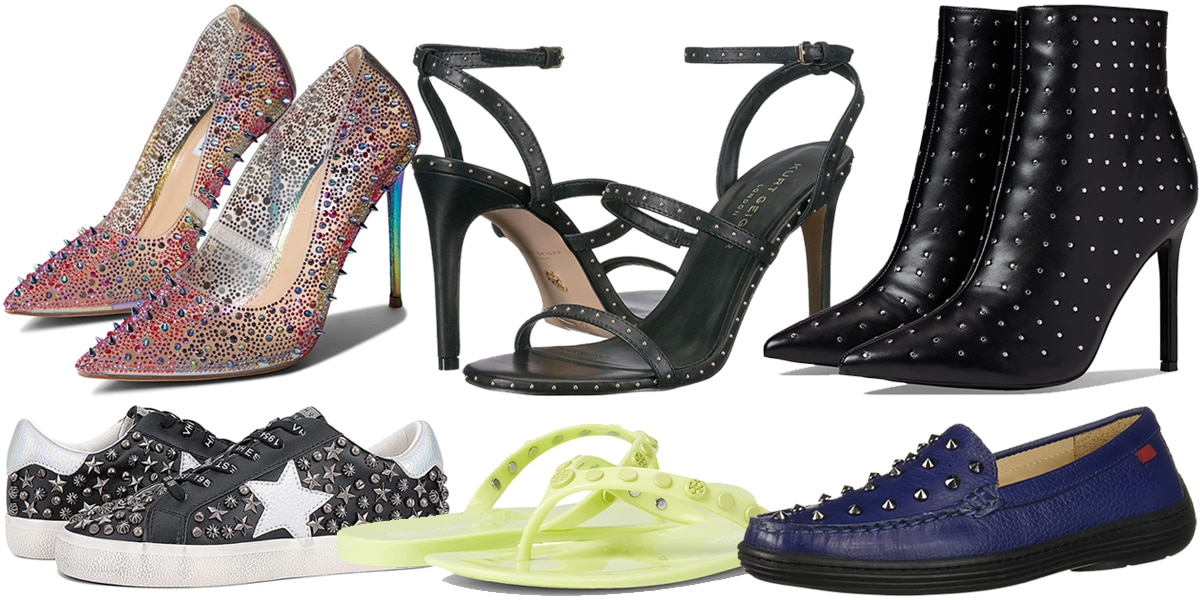 Studded shoes come in any shoe style and are embellished with studs of different shapes and colors