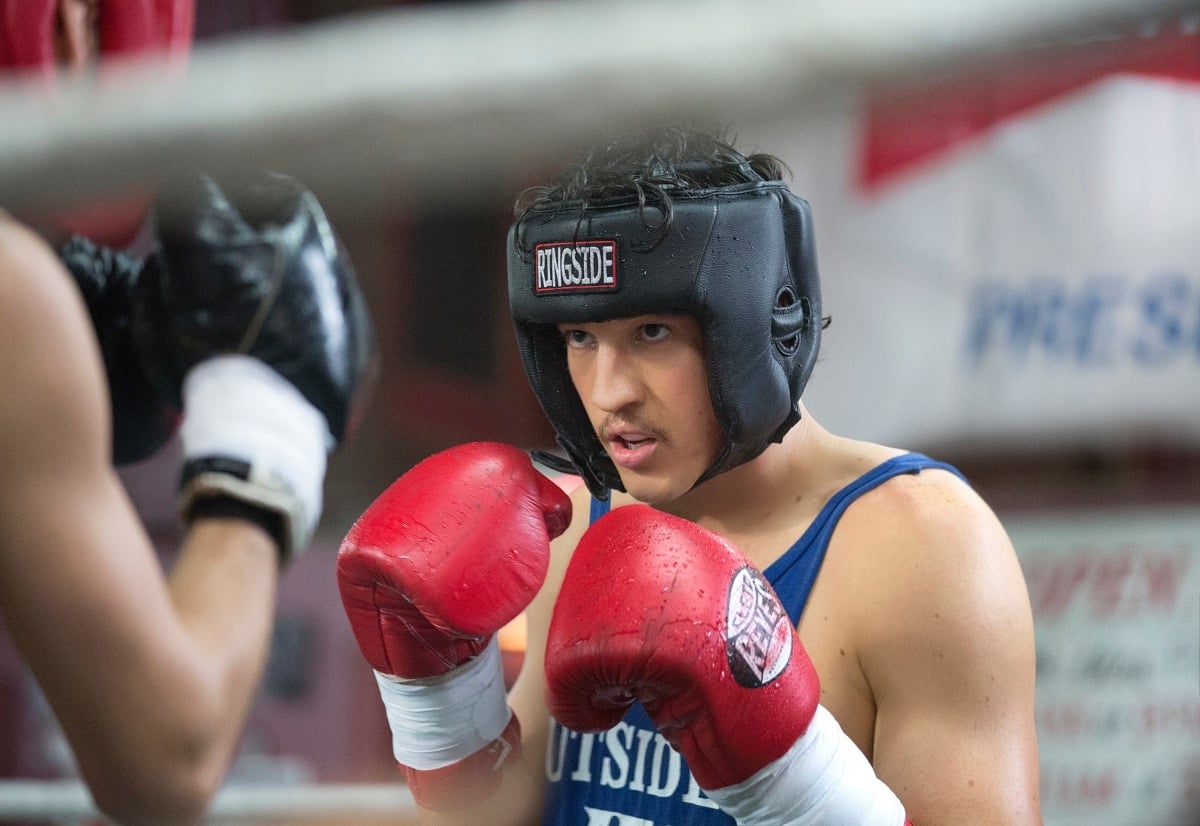 Miles Teller as Vinny Pazienza in the 2016 biographical sports film Bleed for This