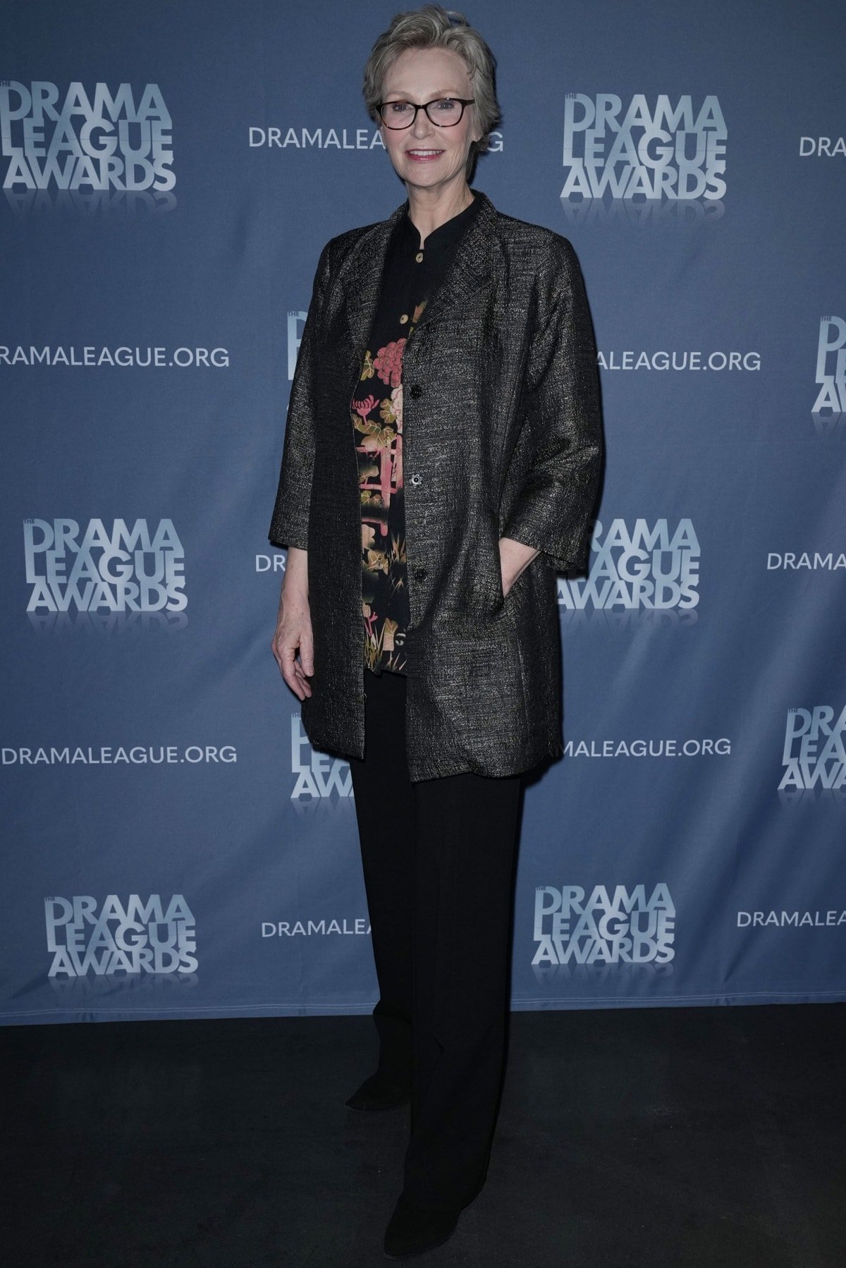 Jane Lynch looking every bit the thespian at the 2022 Drama League Awards