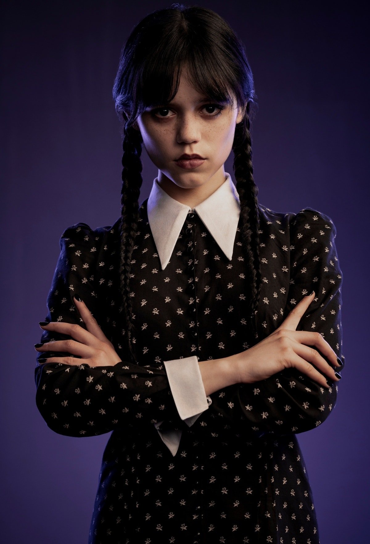 Jenna Ortega as Wednesday Addams in the 2022 coming-of-age supernatural horror comedy television series Wednesday