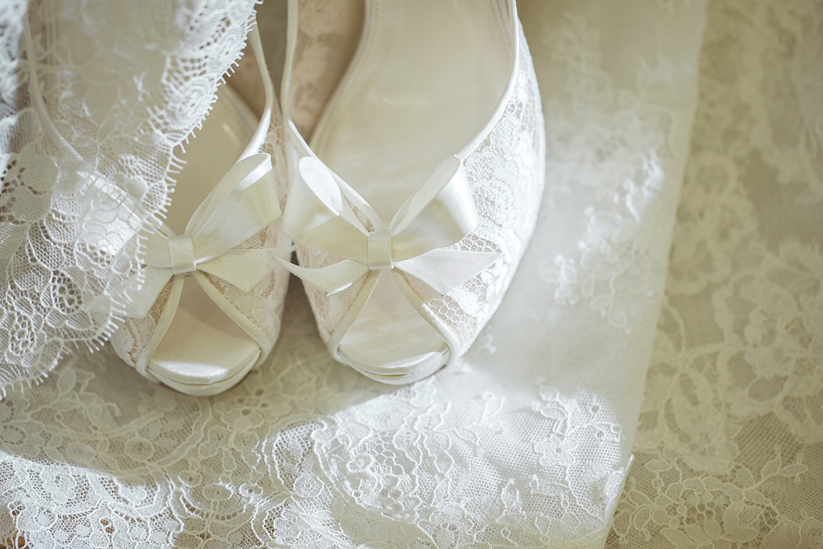 Lace wedding shoes are a favorite among brides because of their feminine and romantic style