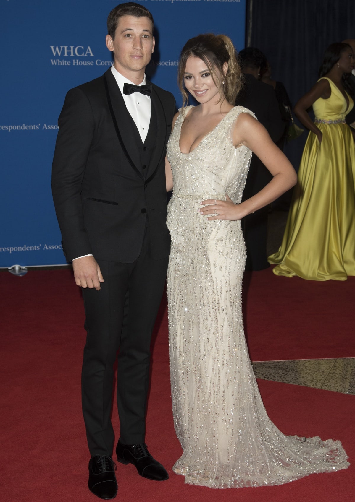 Miles Teller and Keleigh Sperry attending the 2016 White House 102nd Correspondents’ Association Dinner