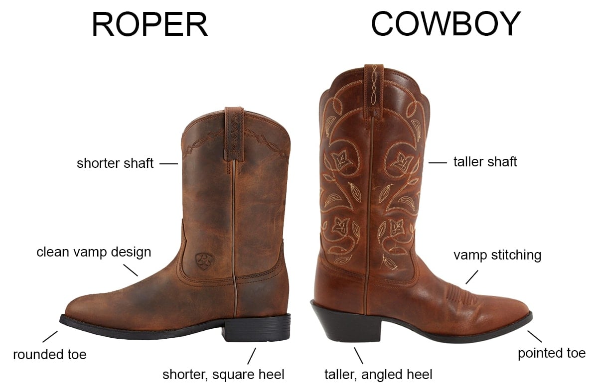 The difference between roper boots and cowboy boots
