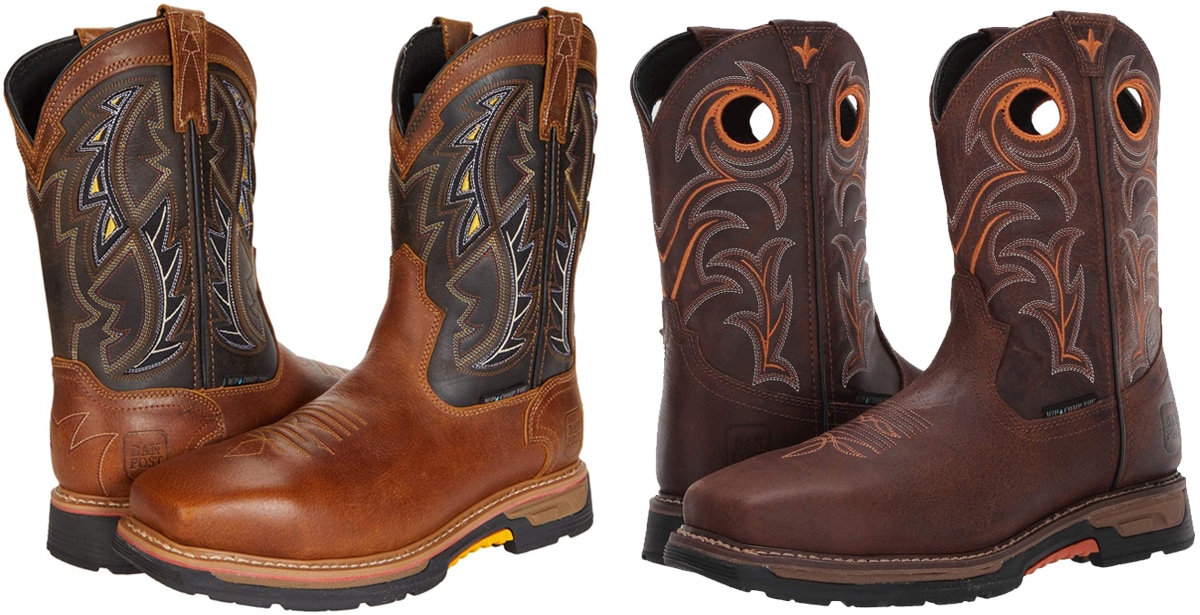 Work cowboy boots are bulkier and usually feature a waterproof membrane and a composite safety toe for protection