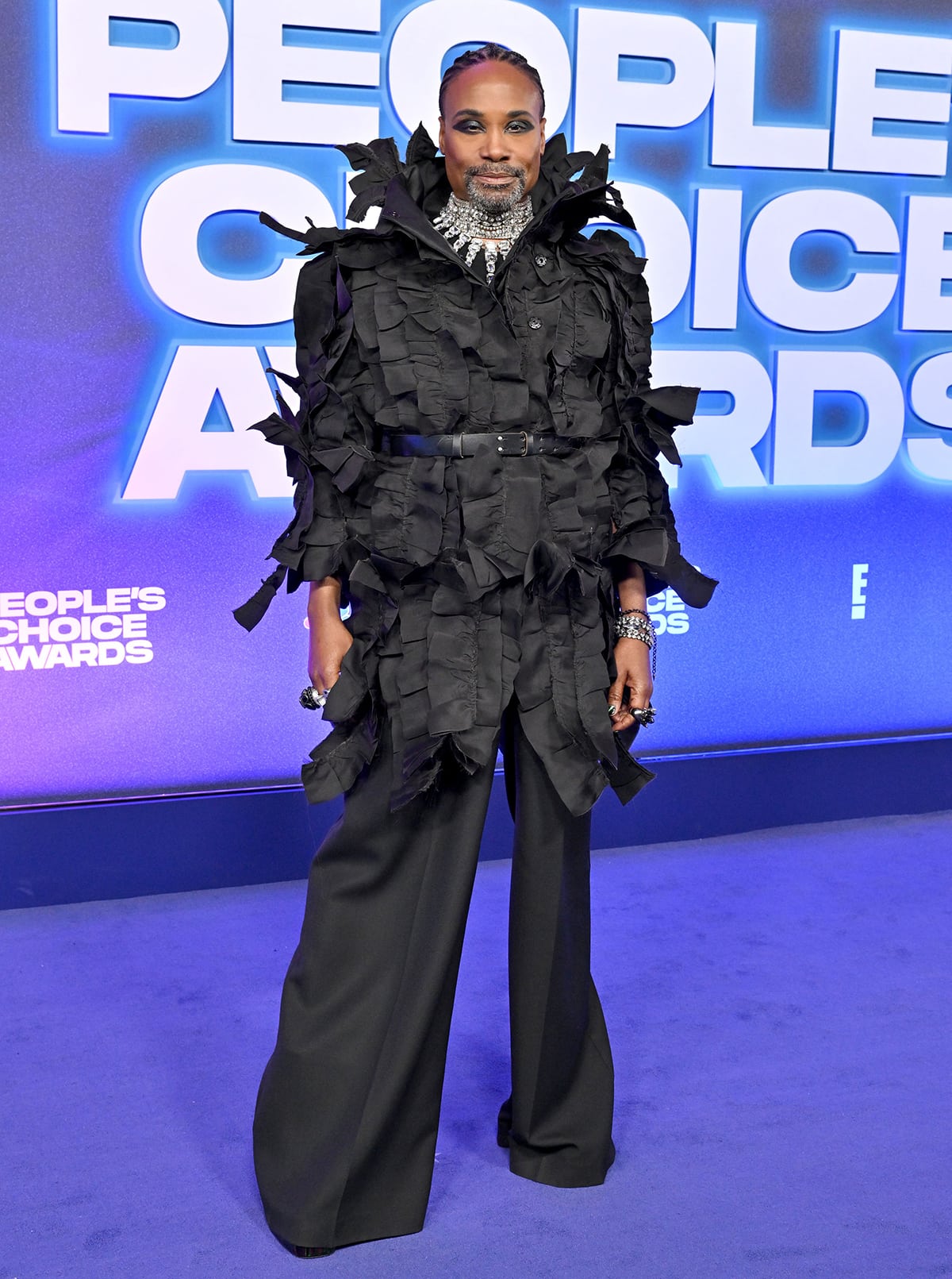 Billy Porter in Ronald Van Der Kemp's silk duchess ruffled scarecrow coat and Alexandre Vauthier wide-leg pants