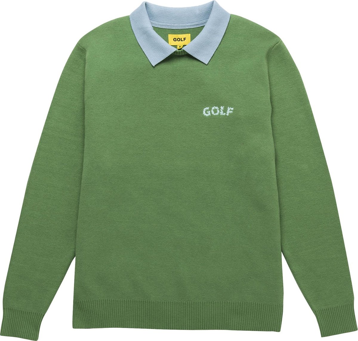 From the Fall/Winter 2022 collection, this collared sweater boasts Golf Wang's star-patterned galaxy logo