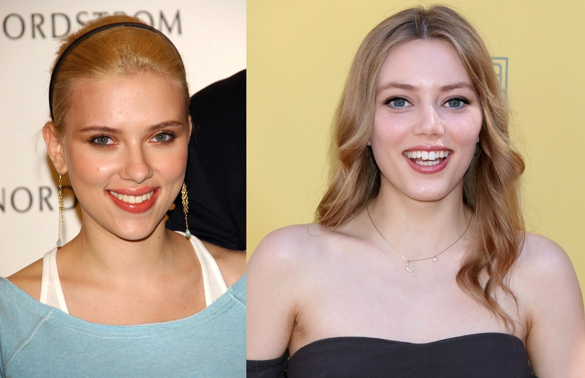 Grace Van Dien (R) looks like a young Scarlett Johansson (L) but they're not related