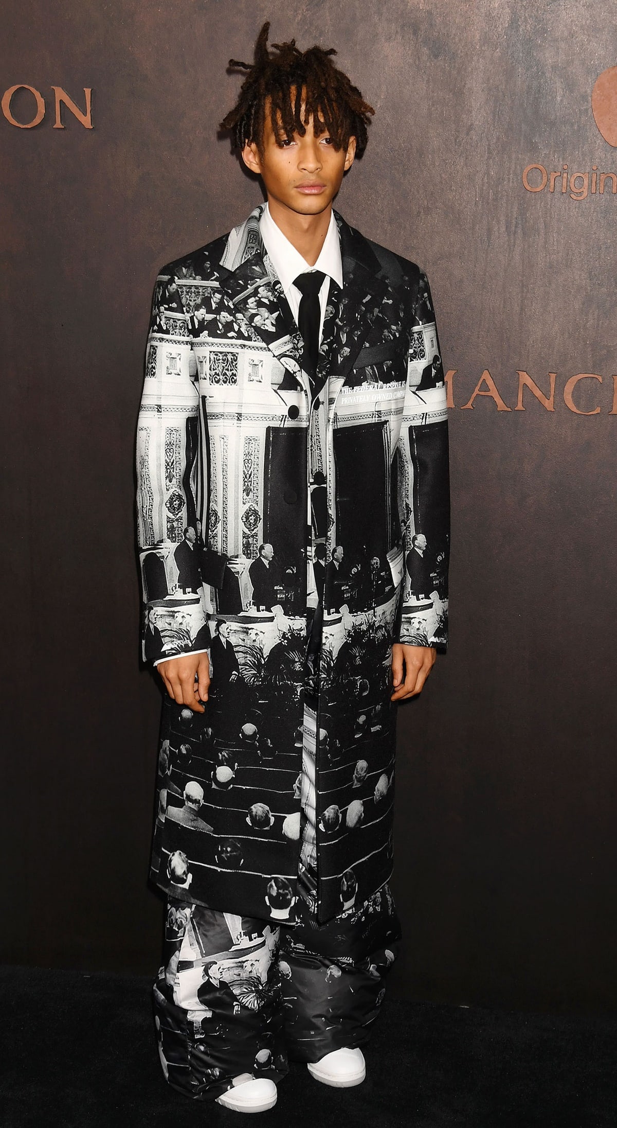 Jaden Smith in an “Anti Federal Reserve Suit” from MSFTSrep, a brand he founded in 2012 alongside actor Moises Arias and musician Daniel D'Artiste