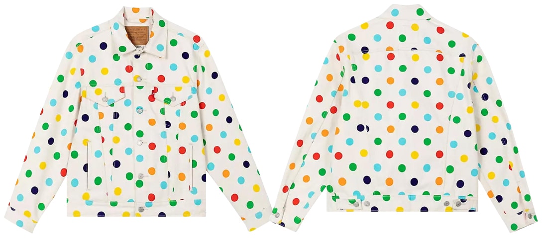 Levi's Vintage Fit Trucker Jacket is given an update with Golf Wang's eye-catching polka-dot pattern in multiple colors