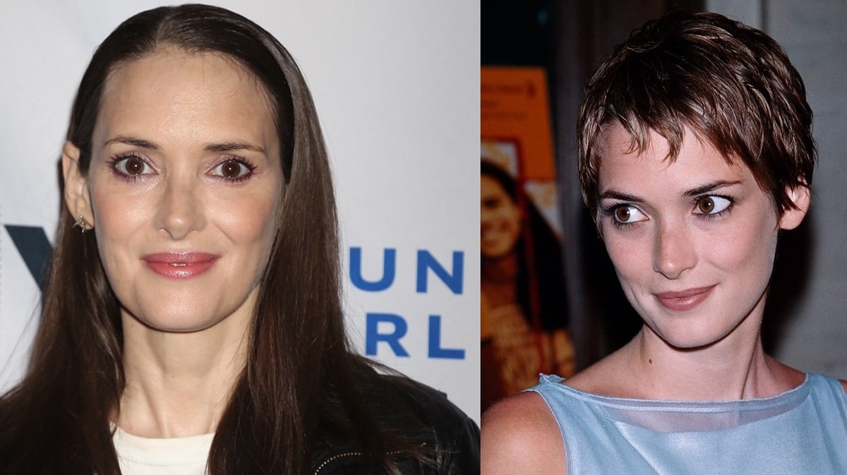 Actress Winona Ryder at the "Smoke Signals" New York City Premiere on June 23, 1998, at the National Museum of the American Indian in New York City (R) and at a screening of HBO's "The Plot Against America" presented by 92Y Poetry Center at 92nd Street Y on March 06, 2020 in New York City