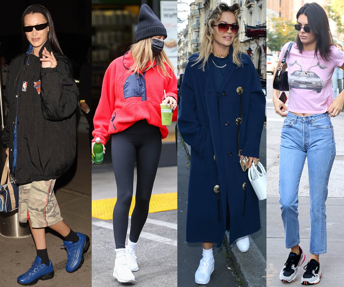 Bella Hadid, Hailey Bieber, Rita Ora, and Kendall Jenner show how to wear chunky dad shoes