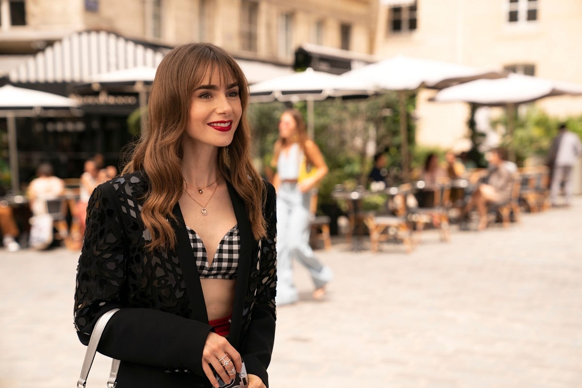 Lily Collins as Emily Cooper in the romantic comedy television series Emily in Paris