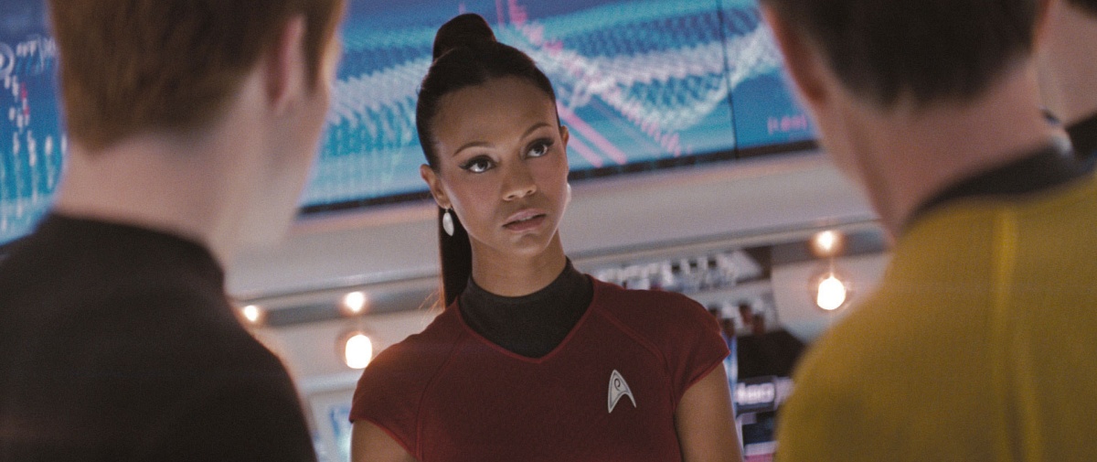 Zoe Saldana as Uhura in the 2009 science fiction action film Star Trek