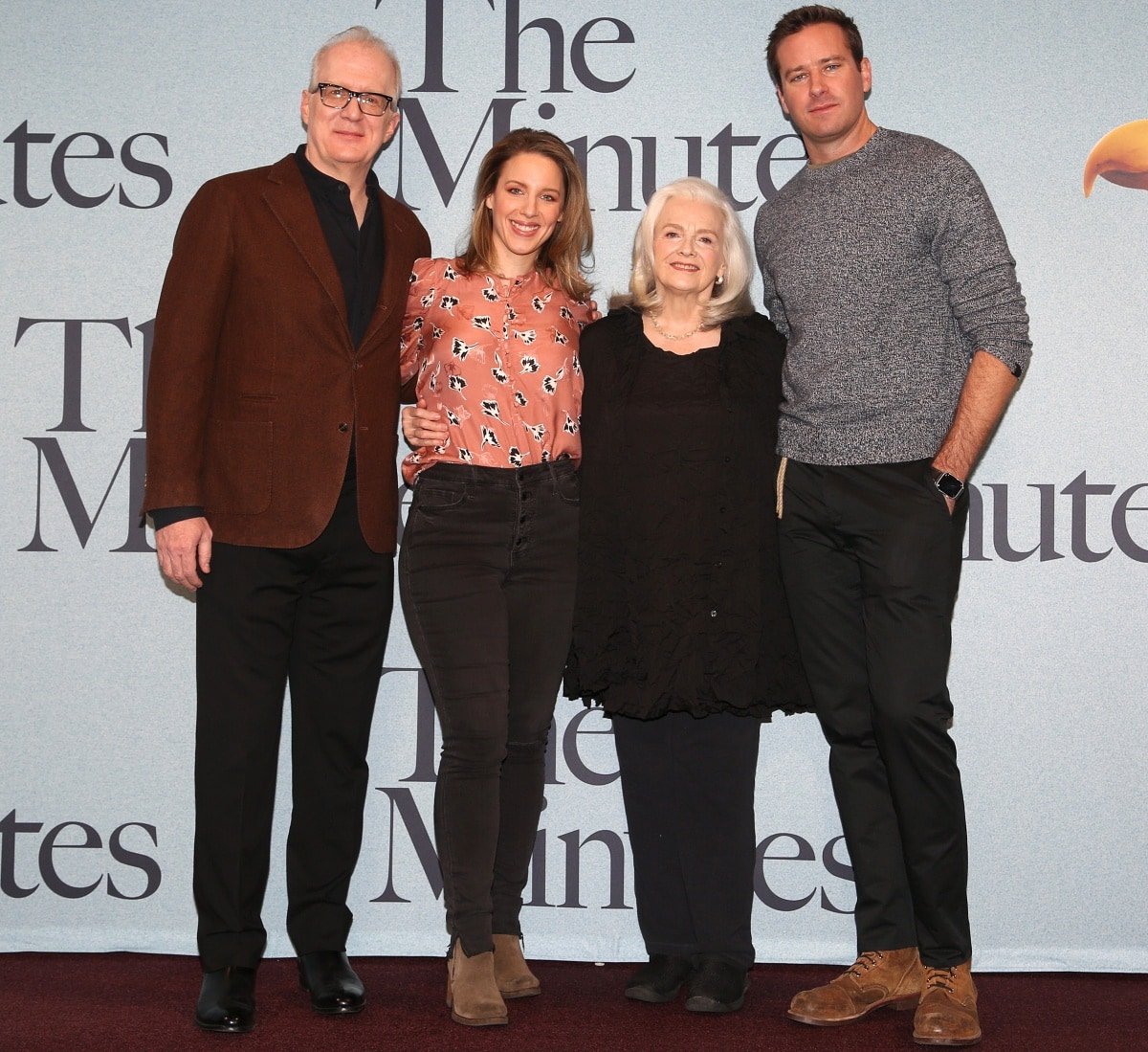 Armie Hammer with the cast and creative team behind the Broadway play The Minutes at a photocall