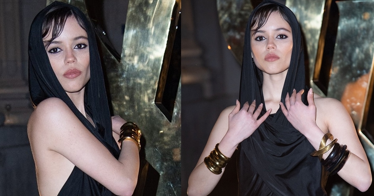 Jenna Ortega Wows at Saint Laurent Fall Menswear Show in Backless
