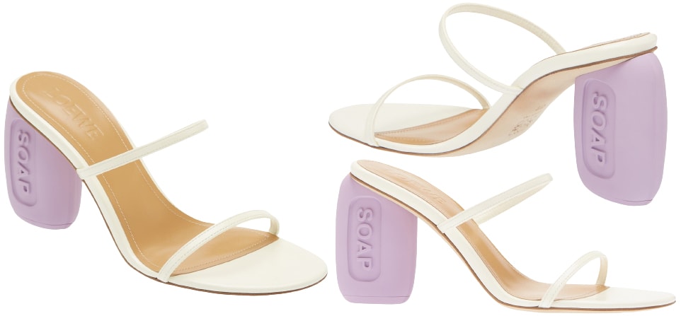Loewe's Block Heel Slides have a block heel that's crafted to resemble a bar of soap