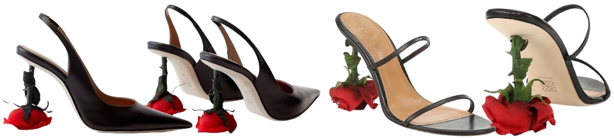 The Rose Heel also comes in slingback pump and open-toe mule silhouettes, featuring the same rose heels with handcrafted crepe petals