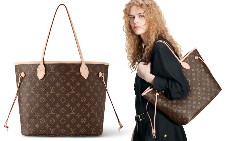 Elevate your college bag with Louis Vuitton's Neverfull MM, a roomy tote with slim, comfortable handles and a removable pouch