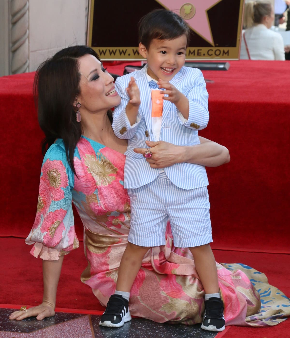 Lucy Liu with her son Rockwell Lloyd Liu, who is named after a store his mom saw while filming