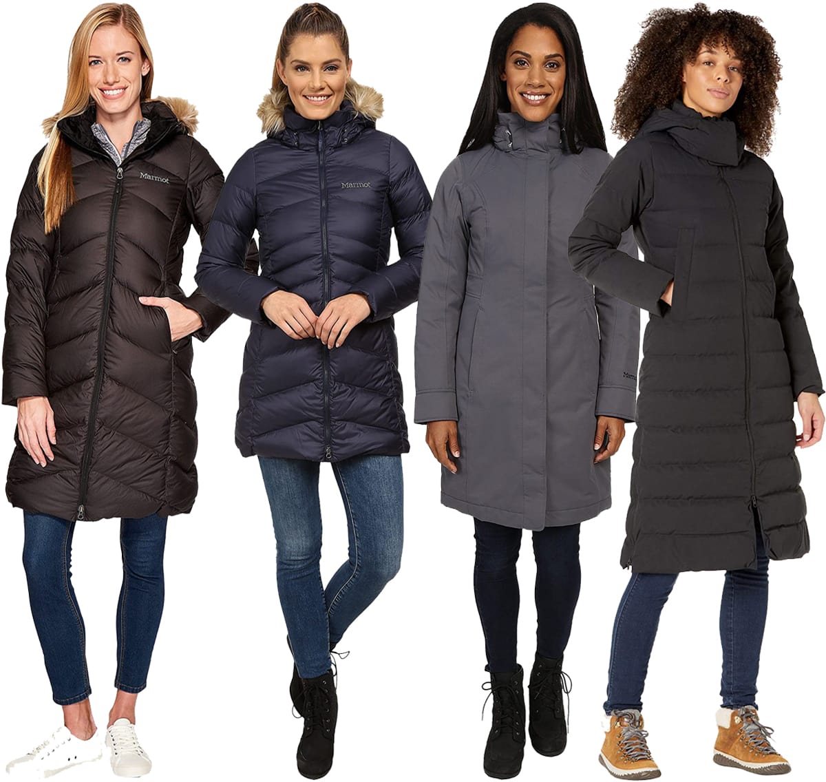 Marmot's best-selling coats are the Montreaux Coat ($324.95), Montreal Coat ($284.95), Chelsea Coat ($380), and Prospect Coat ($549.95)