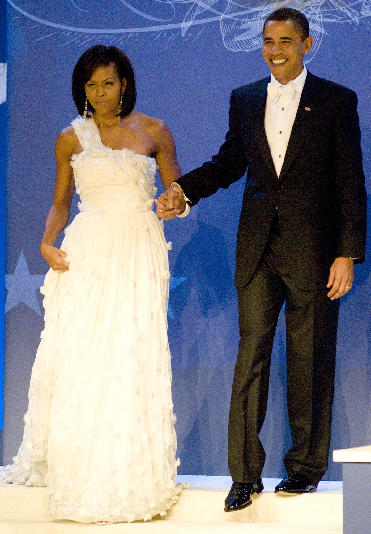 Michelle Obama wearing a custom Jason Wu gown at the 2009 Presidential Inauguration: Home State Inaugural Ball
