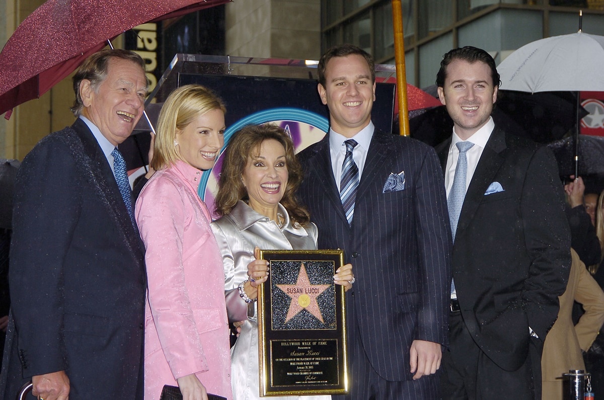 Actress Susan Lucci with her husband Helmut Huber, daughter Liza, son Andreas, and Liza's husband, Alexander George Hesterberg III, as she receives the 2,276th star on the Hollywood Walk of Fame