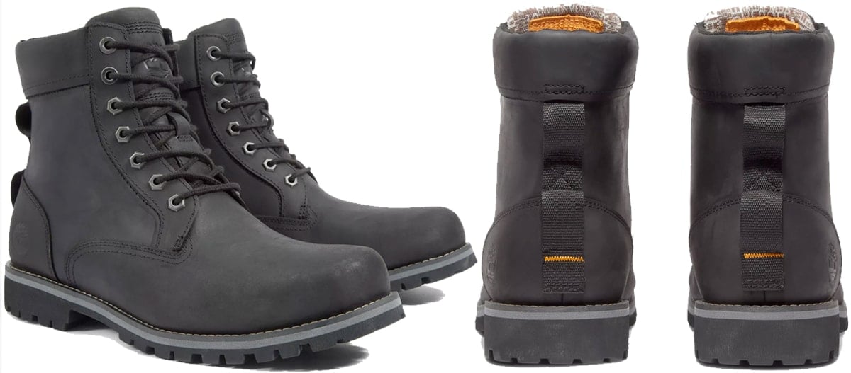 Chic, versatile, and comfortable, the Rugged Waterproof II 6-inch boots feature TimberDry waterproof linings made of 50% recycled plastic, ReBOTL fabric with at least 50% recycled plastic, and removable anti-fatigue footbed