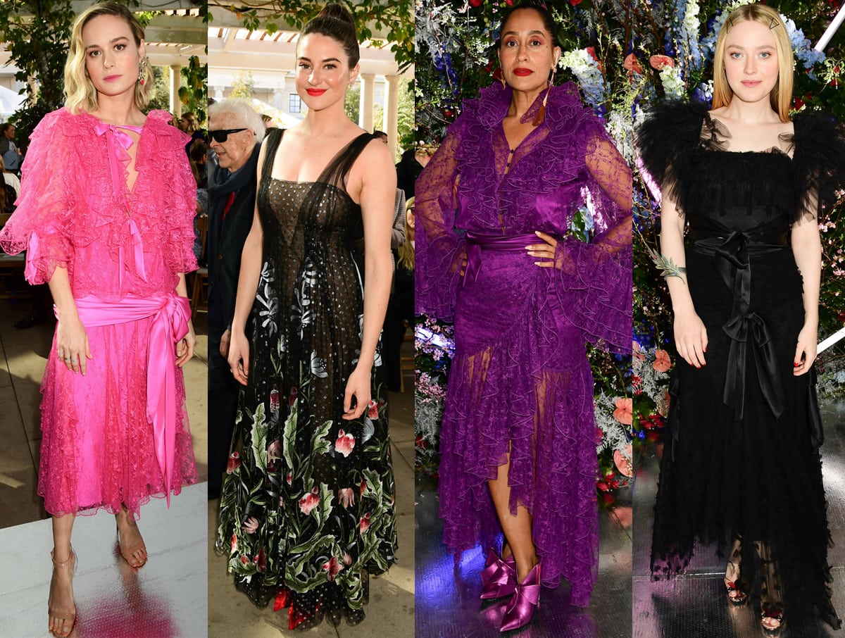 Celebrities Brie Larson, Shailene Woodley, Tracee Ellis Ross, and Dakota Fanning at the Rodarte New York Fashion Week Fall/Winter 2019 Runway Presentation