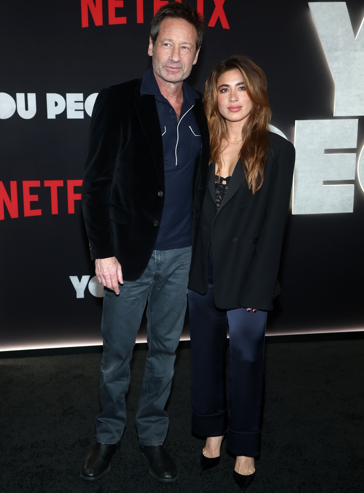 David Duchovny with younger girlfriend Monique Pendleberry at the premiere of You People
