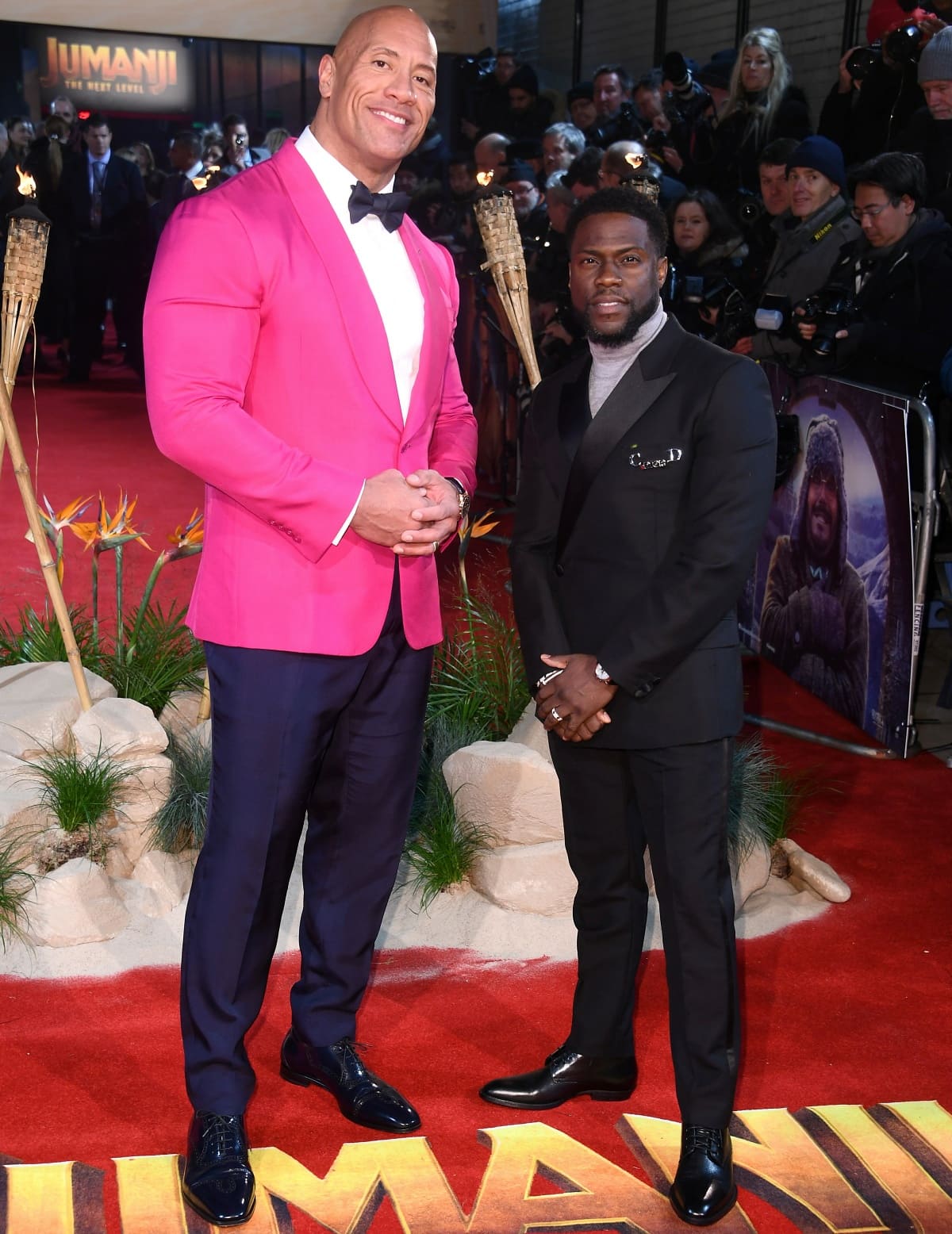 Dwayne “The Rock” Johnson and Kevin Hart at the premiere of Jumanji: The Next Level