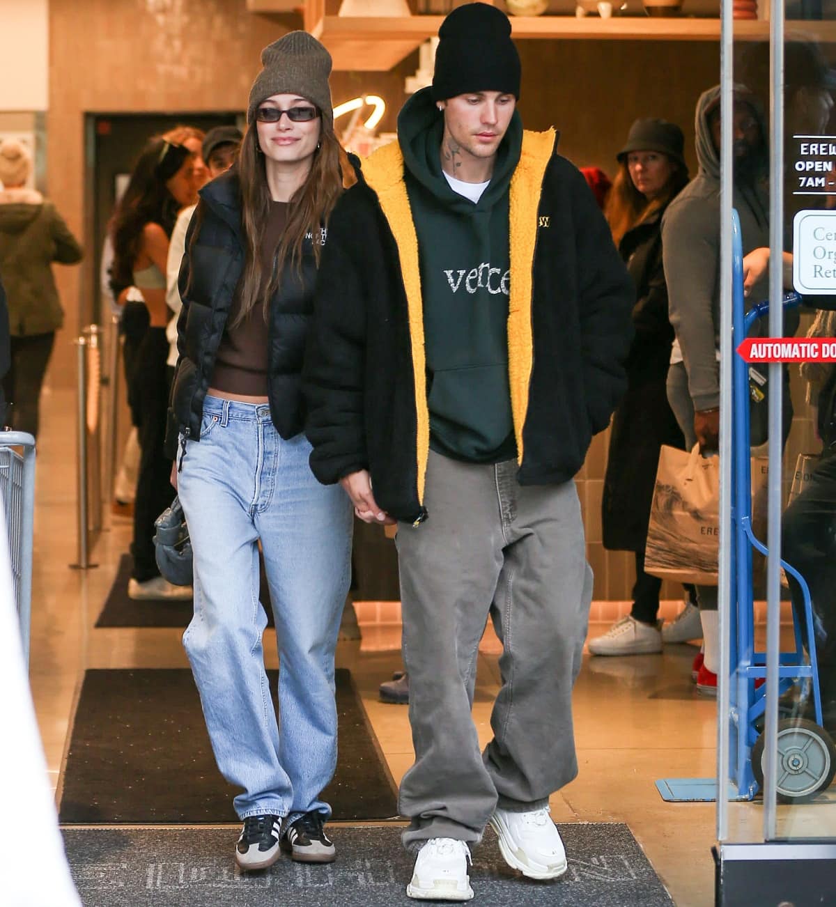 Hailey Bieber and Justin Bieber grocery shopping at Erewhon