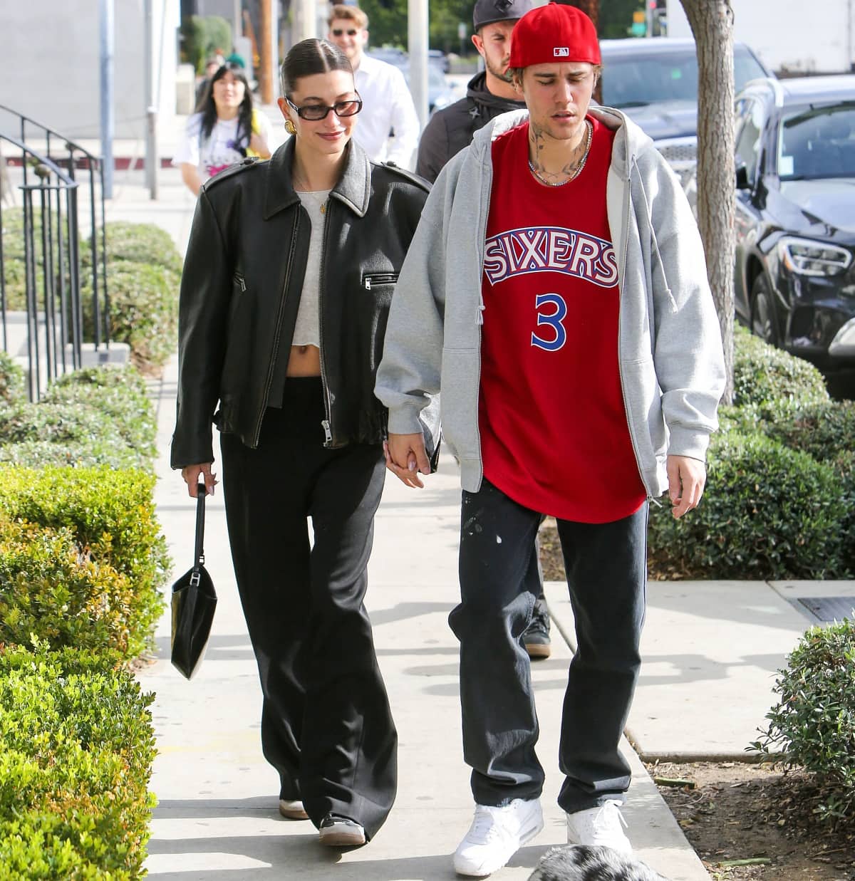 Hailey Bieber and Justin Bieber holding hands while out and about in Los Angeles