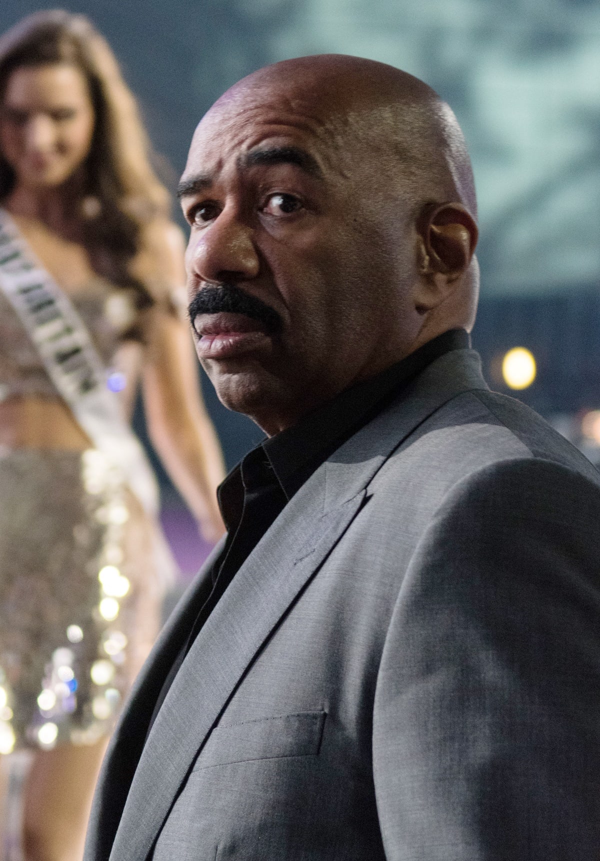 Steve Harvey at the rehearsal for the 66th Miss Universe Pageant