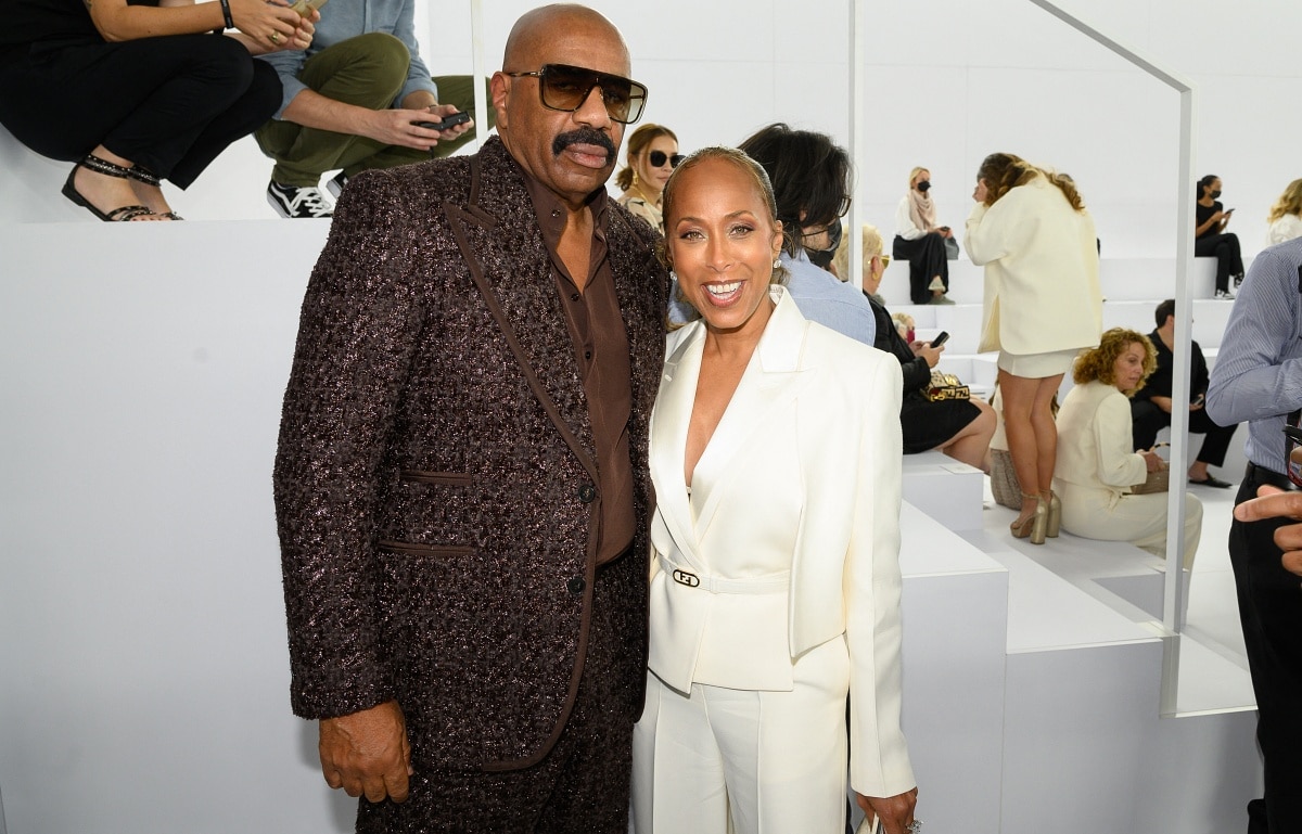 Steve Harvey with wife Marjorie Harvey at the Fendi Autumn/Winter 2022 fashion show during Paris Fashion Week Haute Couture