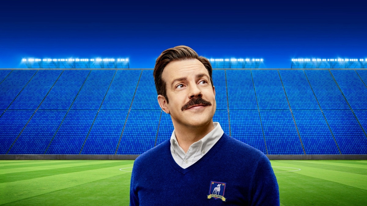 Promotional art for Ted Lasso featuring Jason Sudeikis in the titular role