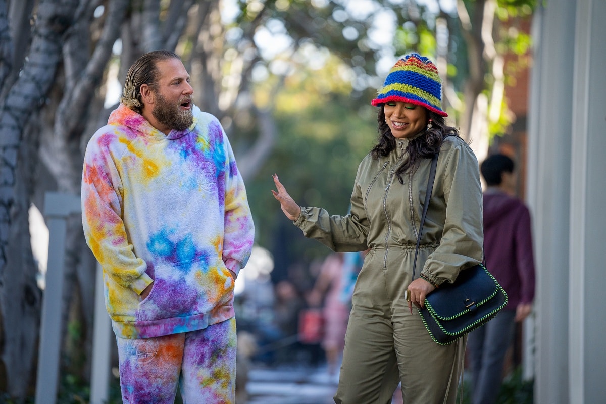 Jonah Hill as Ezra Cohen and Lauren London as Amira Mohammed in the 2023 buddy comedy film You People