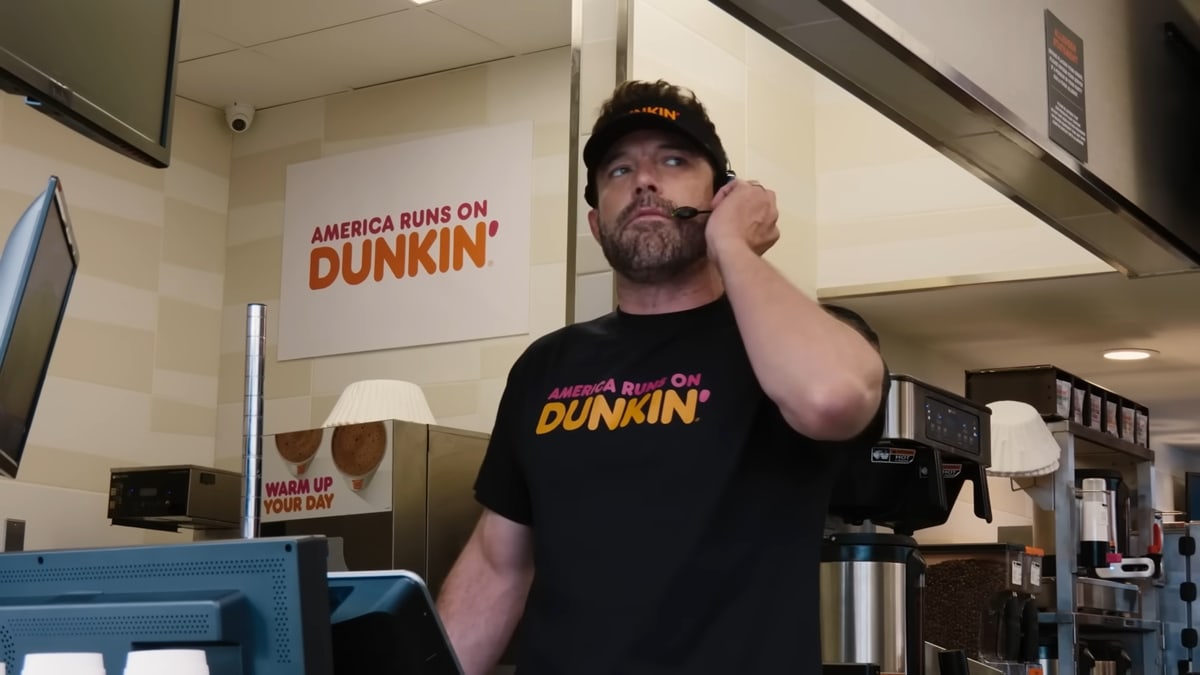 The Super Bowl LVII commercial that premiered on February 12 features Affleck working at a Dunkin' in Massachusetts, serving real customers at the drive-thru