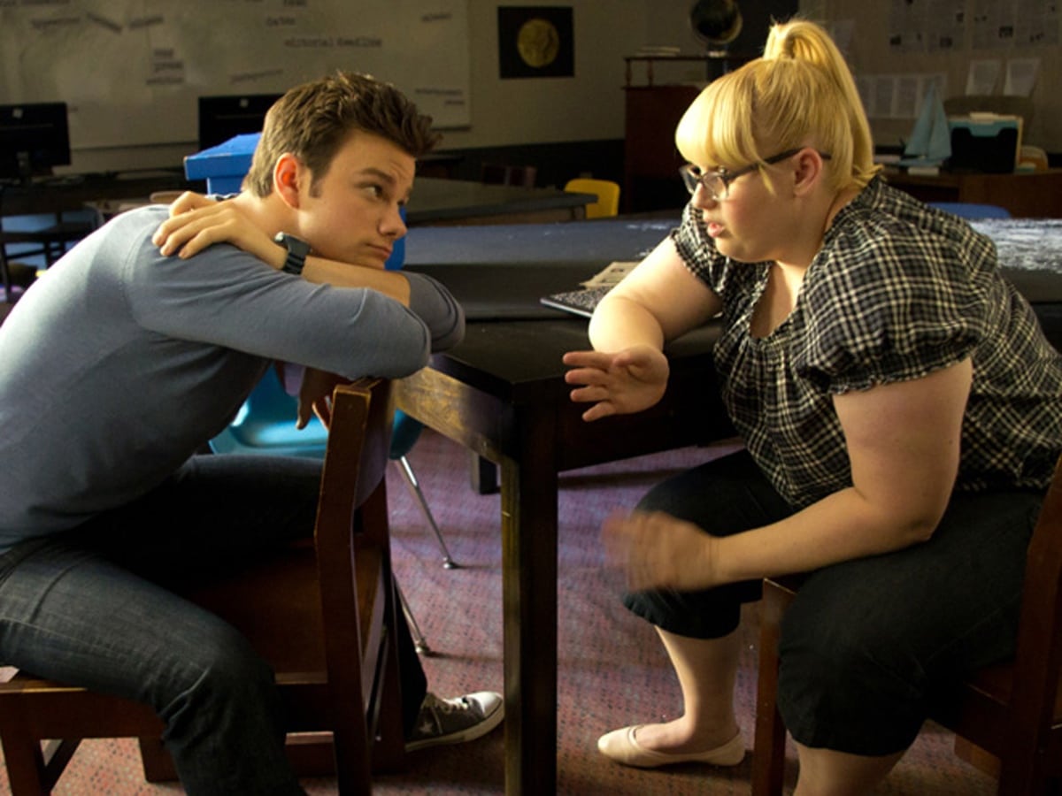 Chris Colfer as Carson Phillips and Rebel Wilson as Malerie Baggs in the 2012 American coming-of-age comedy-drama film Struck by Lightning
