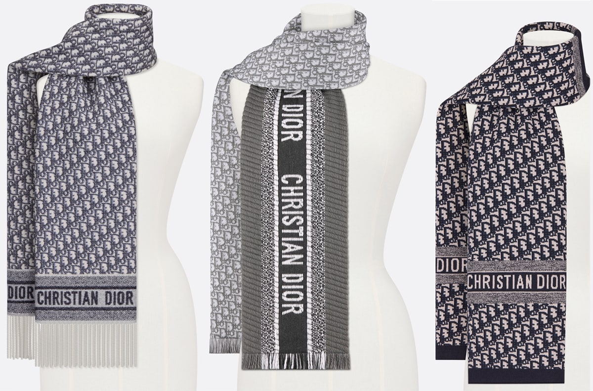 Dior also offers cashmere scarves and most of which feature the oblique motif