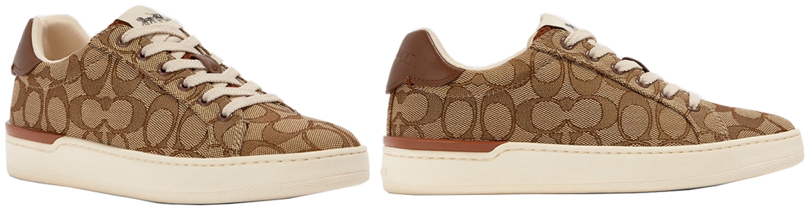 Coach Clip boasts the American fashion label's signature jacquard and leather uppers with fabric lining and footbed and rubber outsole