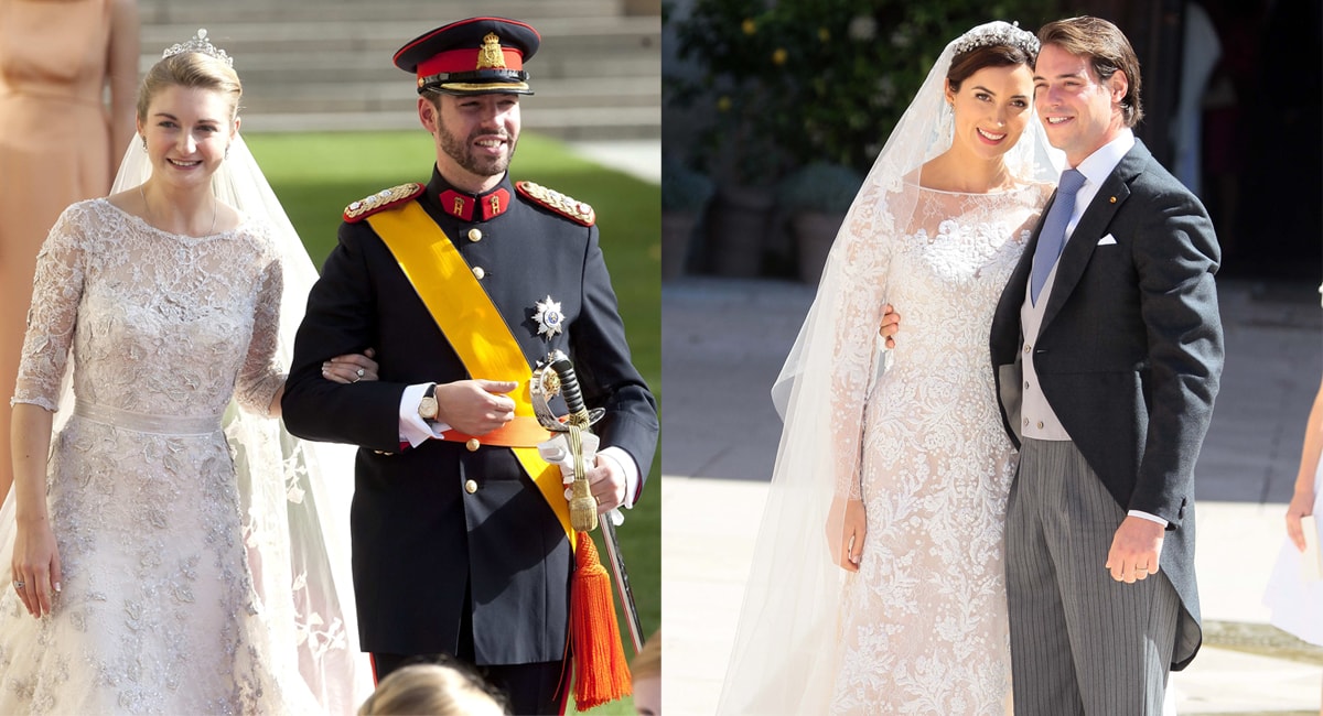 Countess Stephanie and Princess Claire of Luxembourg in Elie Saab wedding dresses