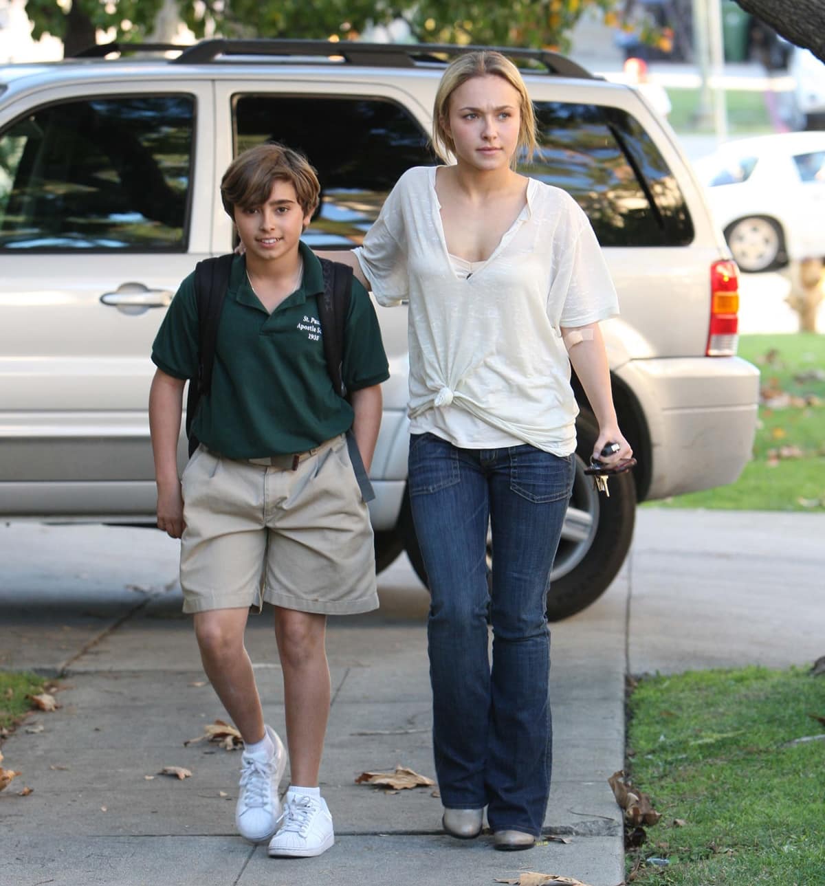 Hayden Panettiere picks up her brother Jansen Panettiere from school