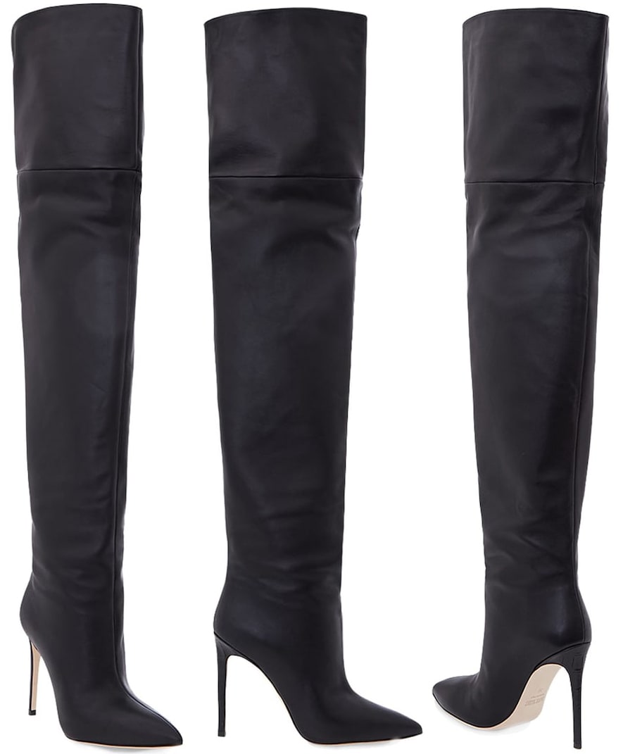 These Paris Texas boots have a slouchy over-the-knee shaft with sharp pointed toes and stiletto heels
