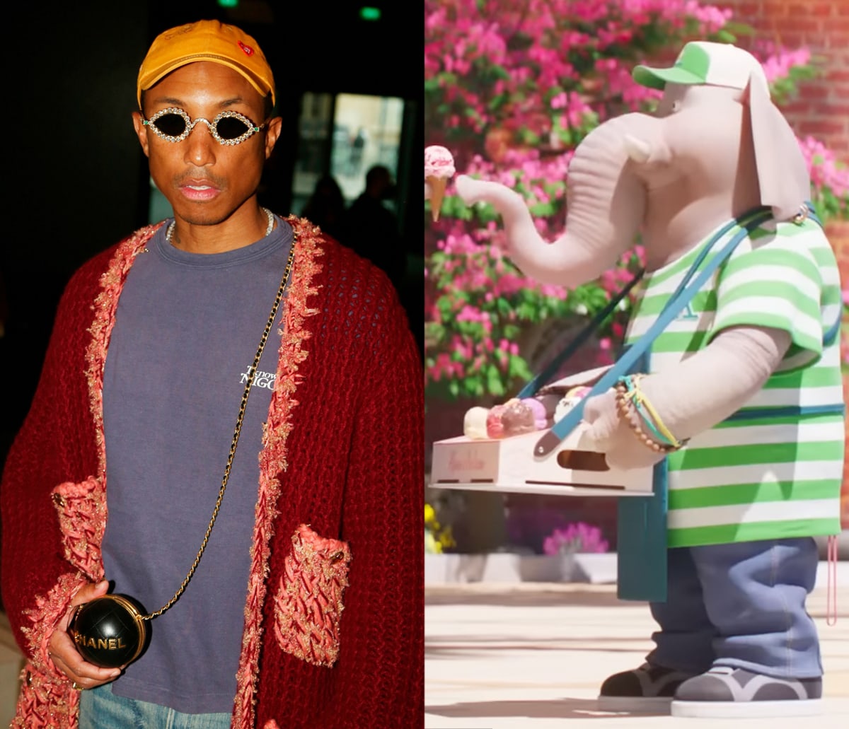 Record producer, rapper, and fashion designer Pharrell Williams is elephant Alfonso who's selling ice cream in Redshore City