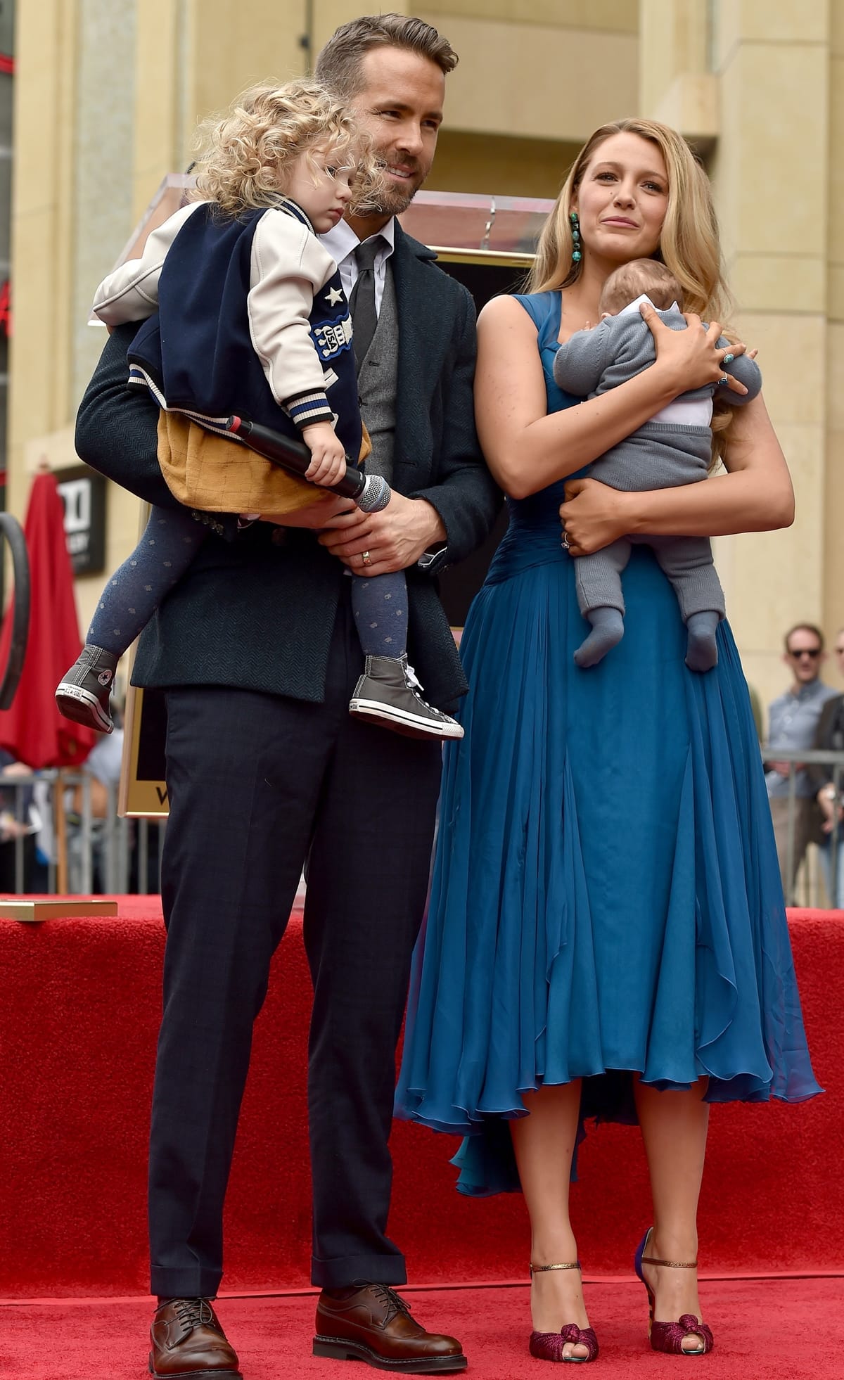 Ryan Reynolds and Blake Lively, with daughters James Reynolds and Ines Reynolds, attend the ceremony honoring Ryan Reynolds with a Star on the Hollywood Walk of Fame