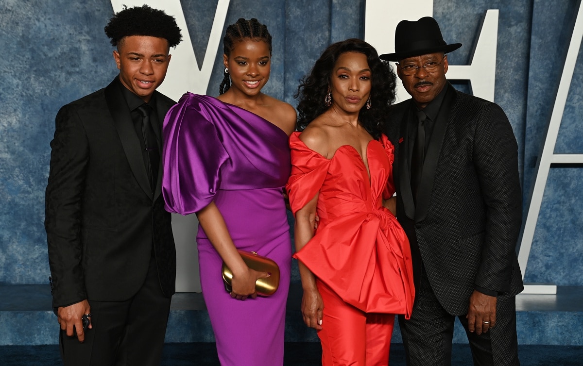 Slater Josiah Vance, Bronwyn Golden Vance, Angela Bassett, and Courtney B. Vance attending the 2023 Vanity Fair Oscar Party