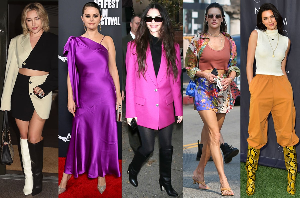 Florence Pugh, Selena Gomez, Emily Ratajkowski, Alessandra Ambrosio, and Kendall Jenner wearing Paris Texas heels