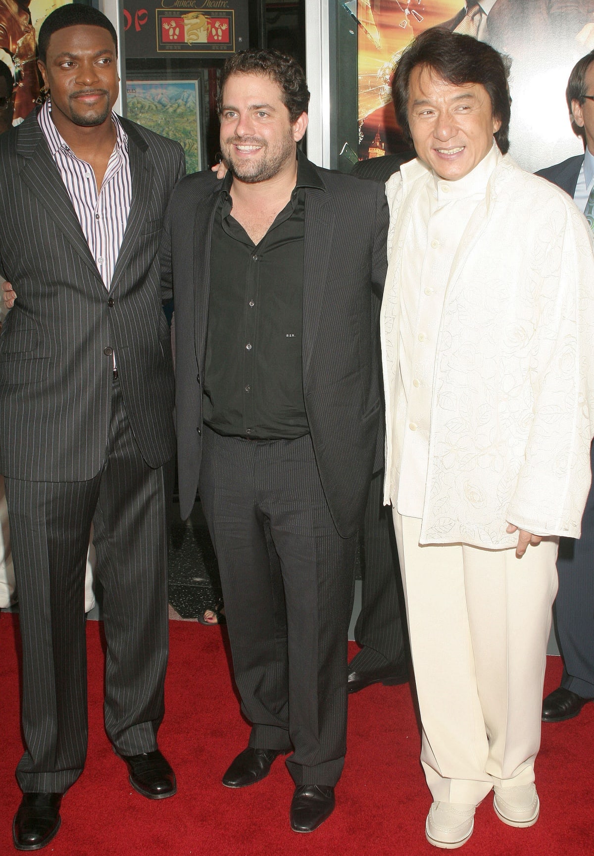 Chris Tucker and Jackie Chan with director Brett Ratner at the premiere of Rush Hour 3