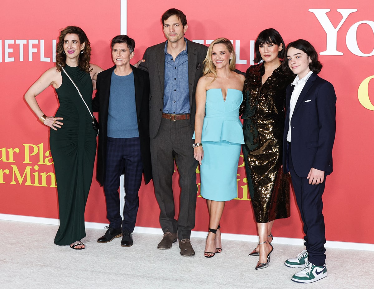 Director Aline Brosh McKenna with cast Tig Notaro, Ashton Kutcher, Reese Witherspoon, Zoe Chao, and Wesley Kimmel at the Los Angeles premiere of Your Place or Mine